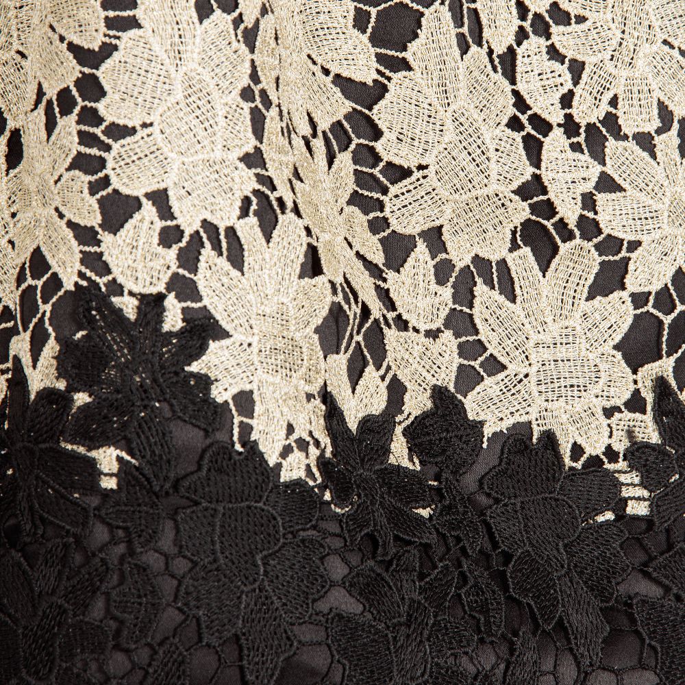 Lesy Люкс-Black Satin & Gold Floral Lace Dress | Childrensalon Outlet