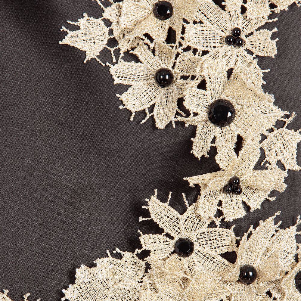 Lesy Люкс-Black Satin & Gold Floral Lace Dress | Childrensalon Outlet