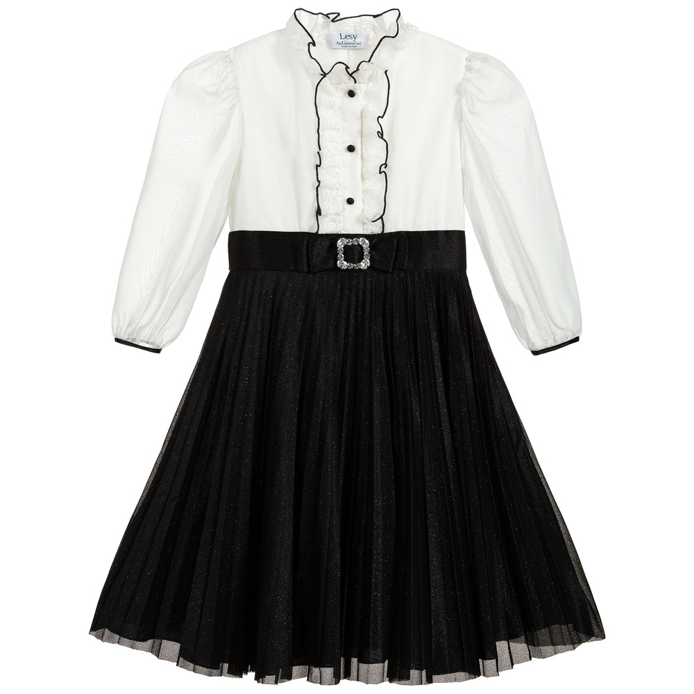 Lesy - Girls Black & White Dress | Childrensalon Outlet