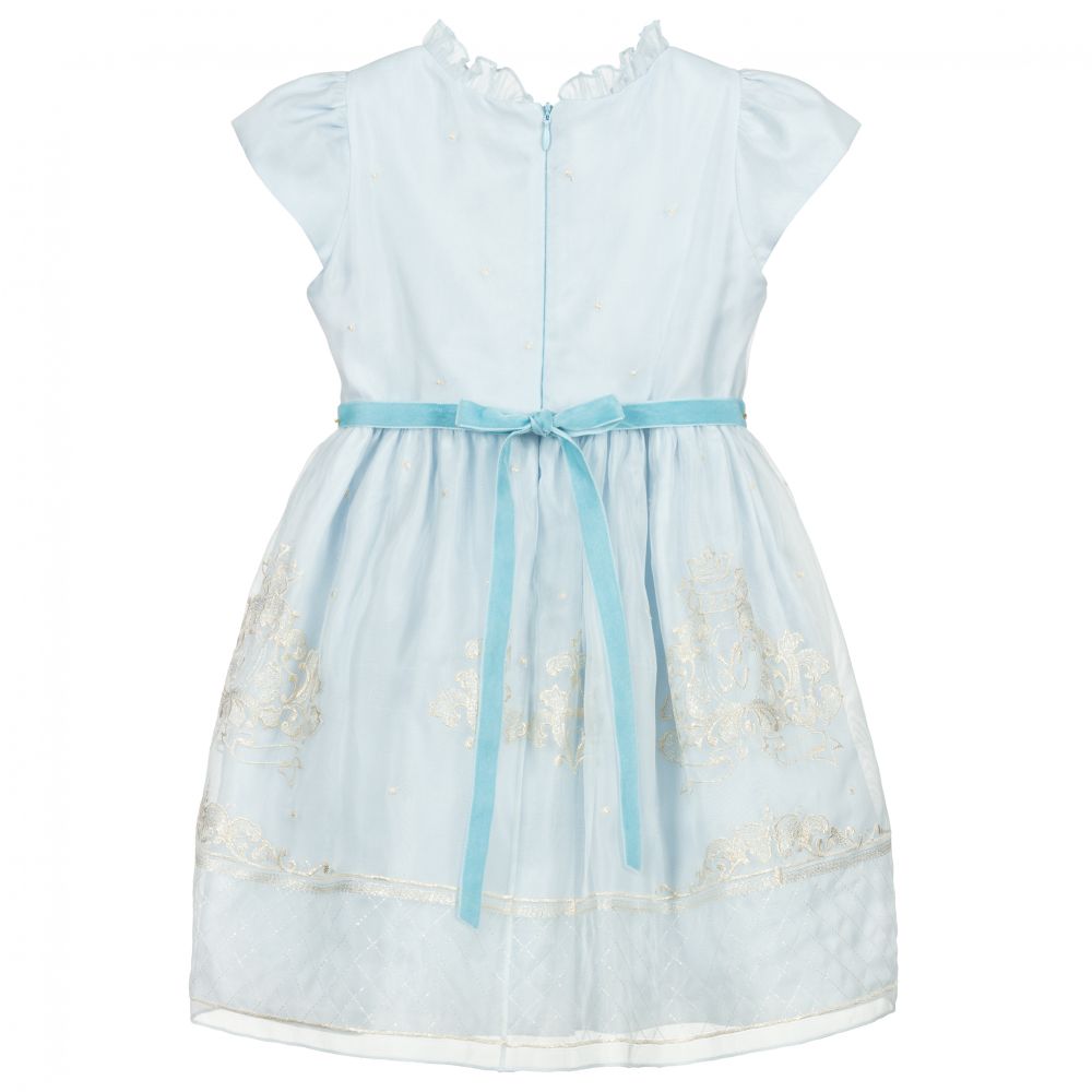 Lesy Girls Blue Gold Silk Dress