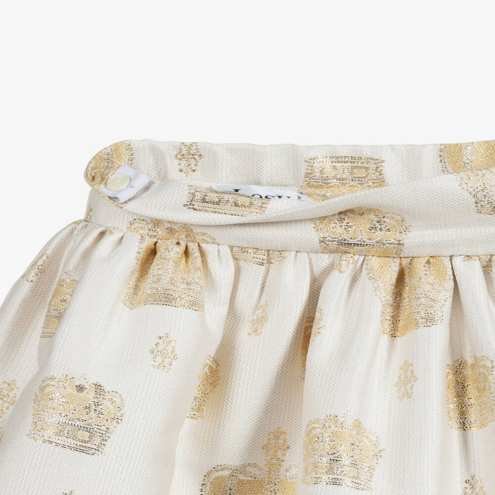 Lesy-طقم تنورة وتوب قطن لون ذهبي و عاجي | Childrensalon Outlet