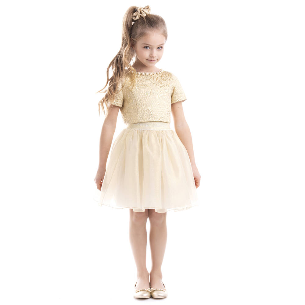 Lesy-Girls Gold Skirt Set | Childrensalon Outlet