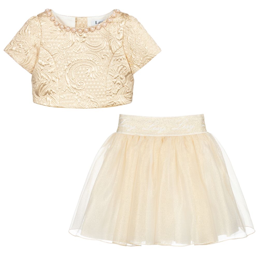 Lesy Girls Gold Skirt Set Childrensalon Outlet