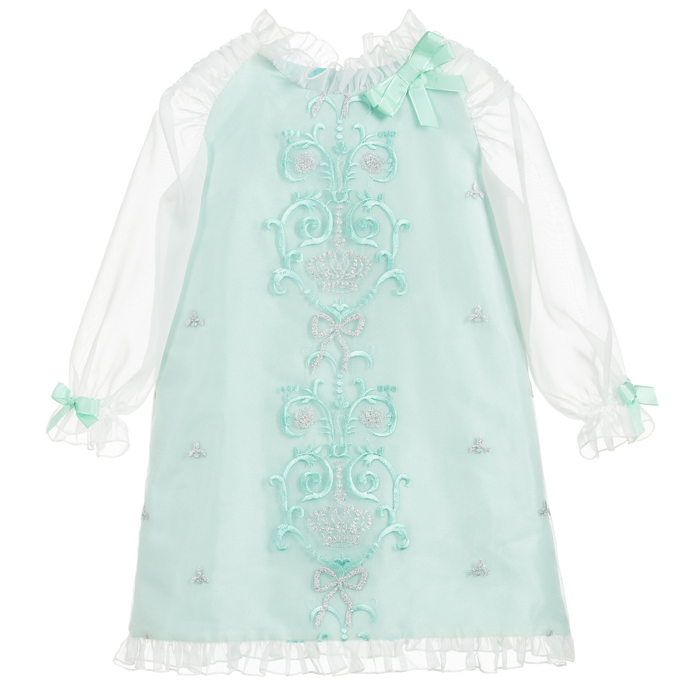 Lesy -  Girls Green Chiffon Dress | Childrensalon