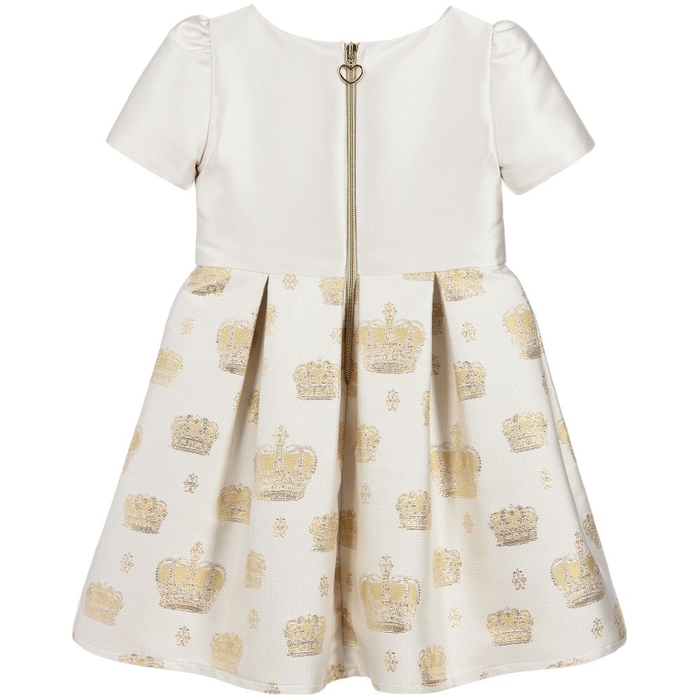 Lesy-Girls Ivory & Gold Dress  | Childrensalon Outlet