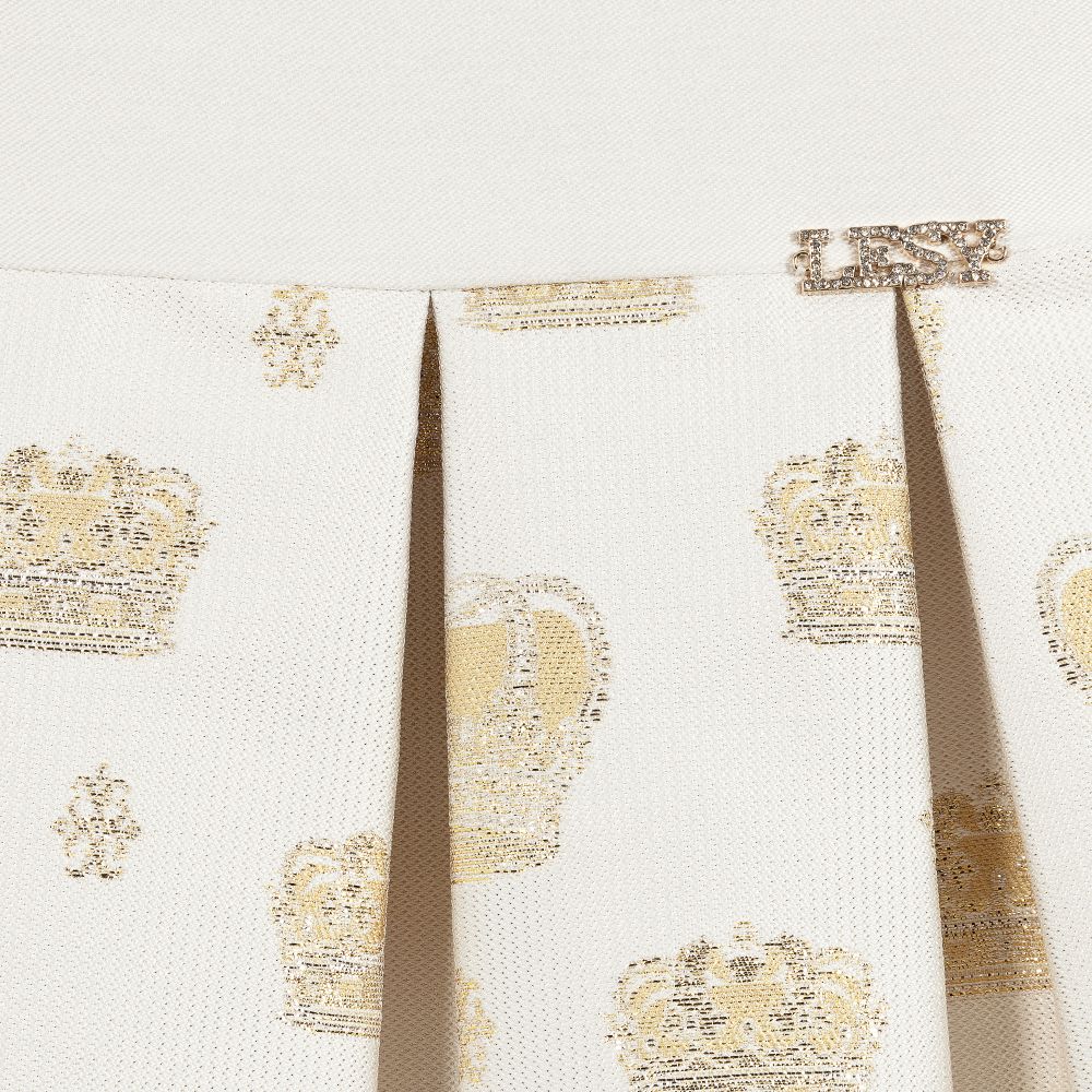 Lesy-Girls Ivory & Gold Dress  | Childrensalon Outlet
