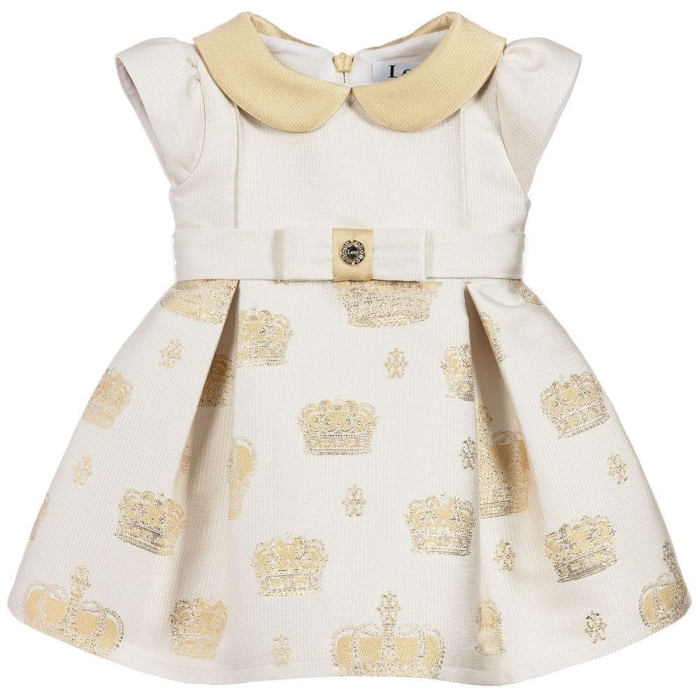 Lesy - Kleid in Elfenbein und Gold für Mädchen | Childrensalon