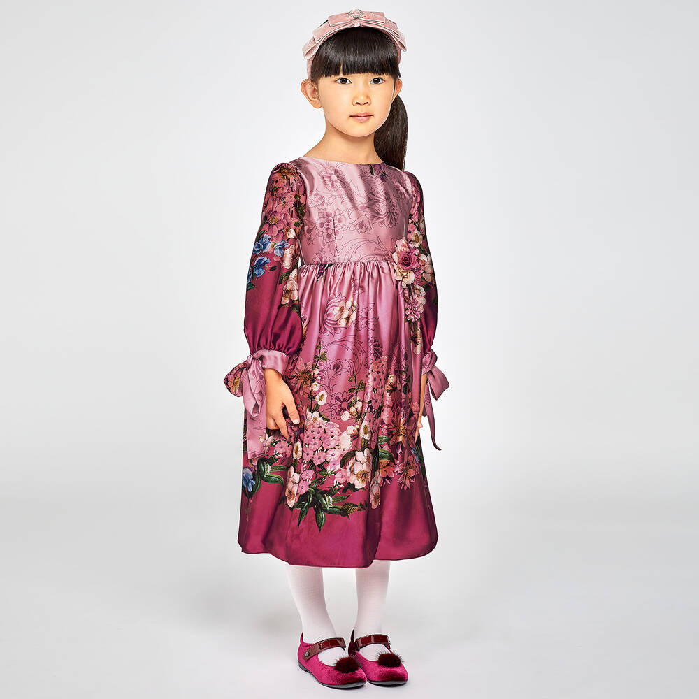 Lesy-Girls Pink Floral Long Dress | Childrensalon Outlet