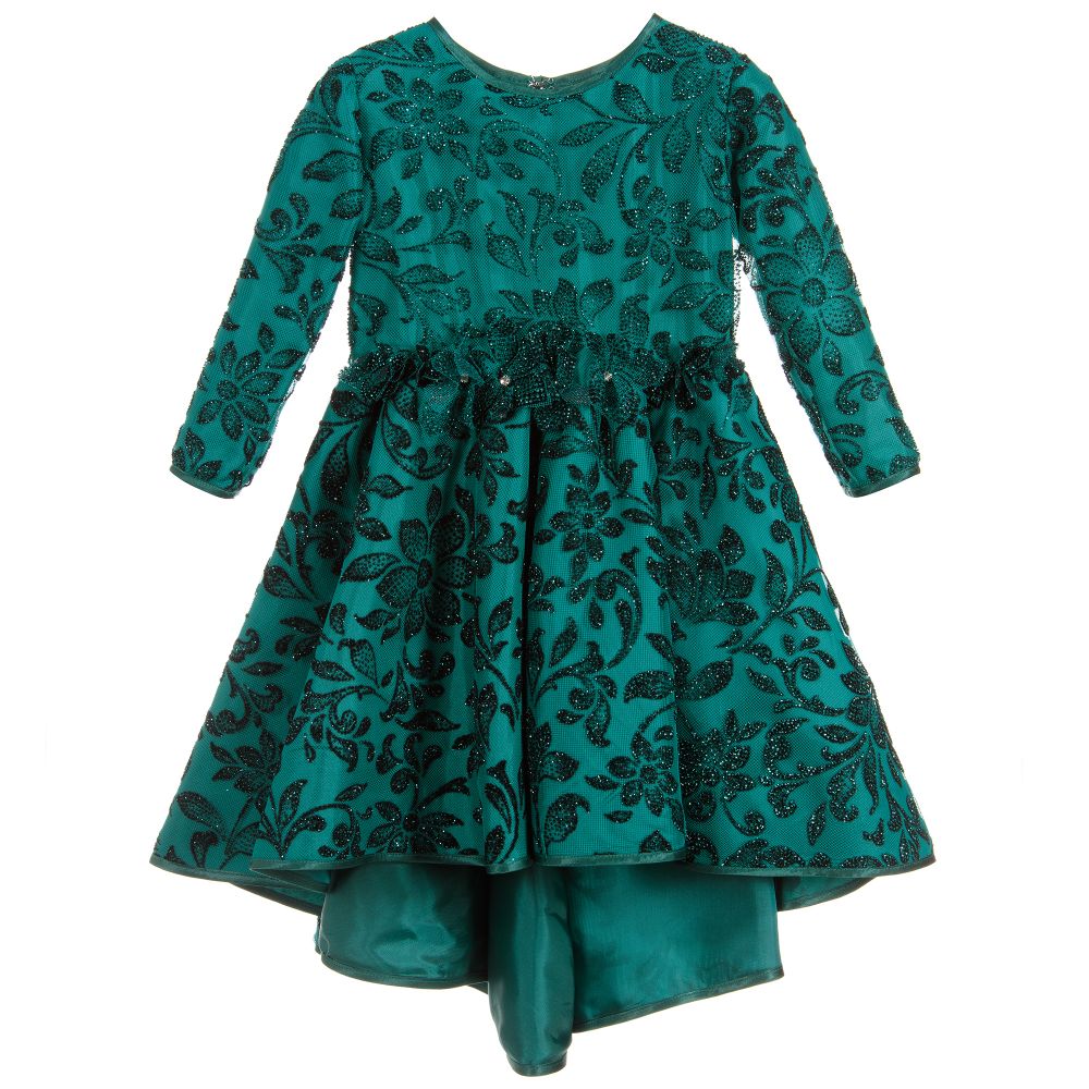 Lesy - فستان تول  برّاق وساتان لون أخضر | Childrensalon