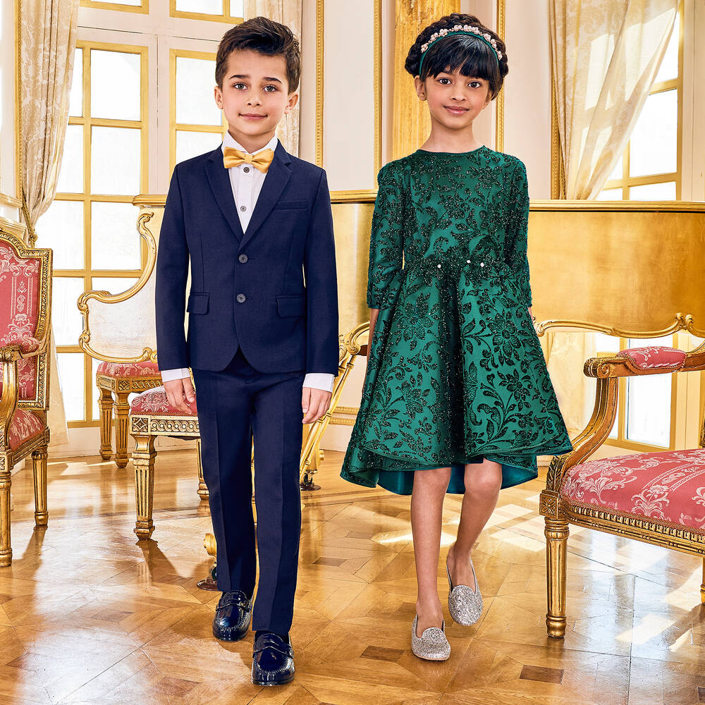 Lesy Girls Sparkling Green Dress