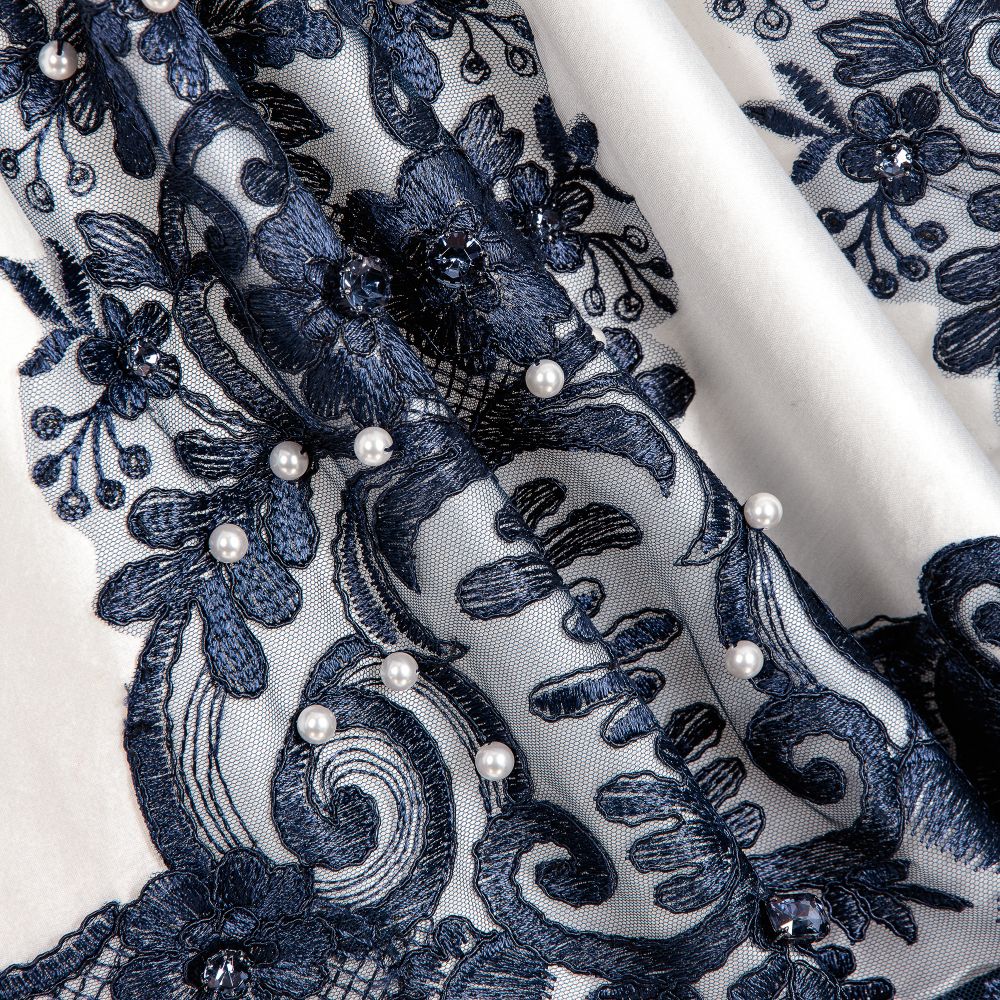 Lesy-Girls White & Blue Lace Dress | Childrensalon Outlet