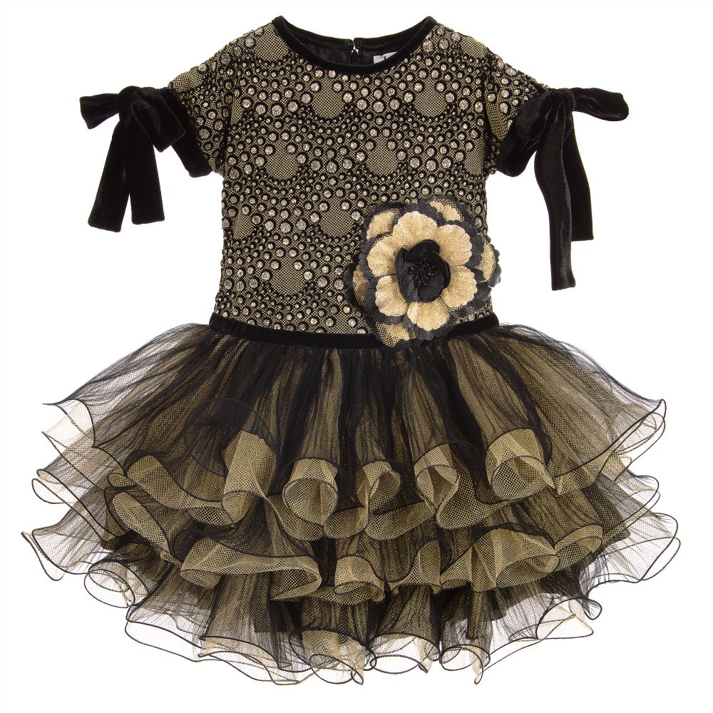 Lesy - فستان للمناسبات لون أسود وذهبي  | Childrensalon