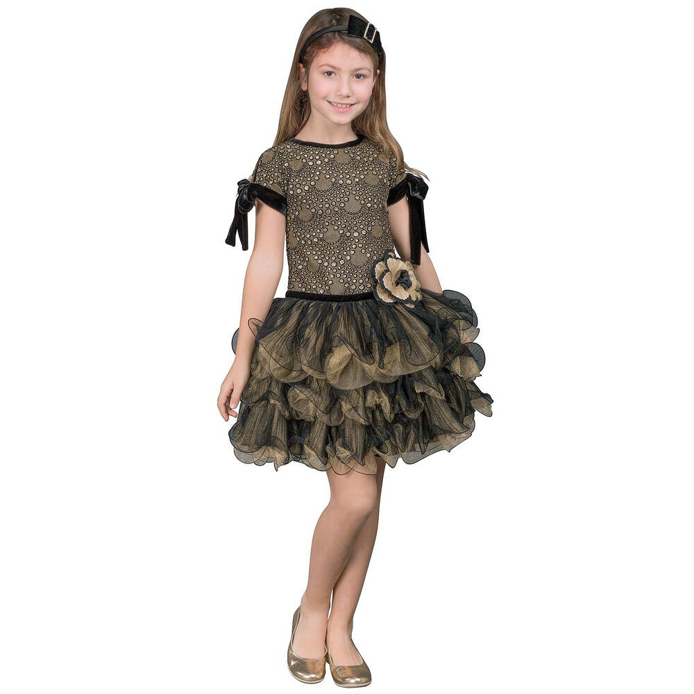 Lesy-Gold & Black Dress | Childrensalon Outlet