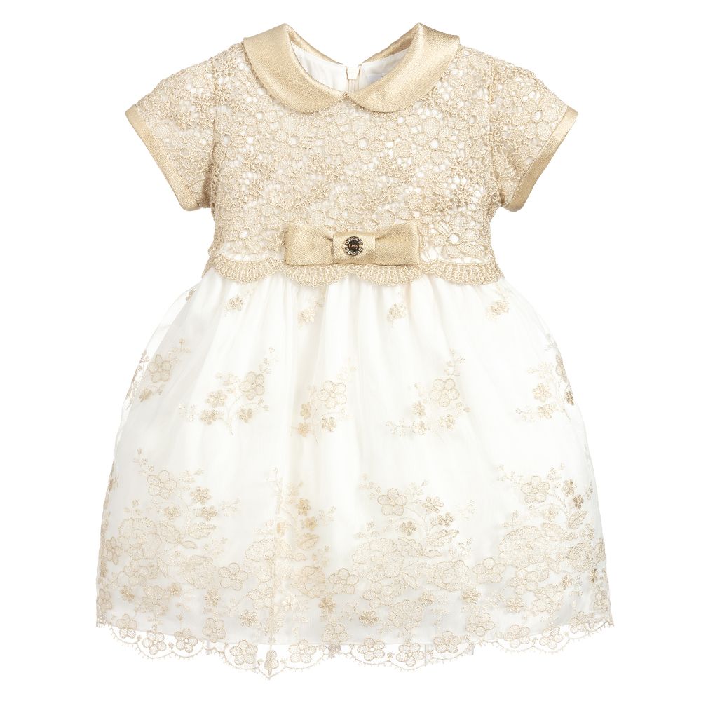 Lesy - Gold & Ivory Lace Dress | Childrensalon