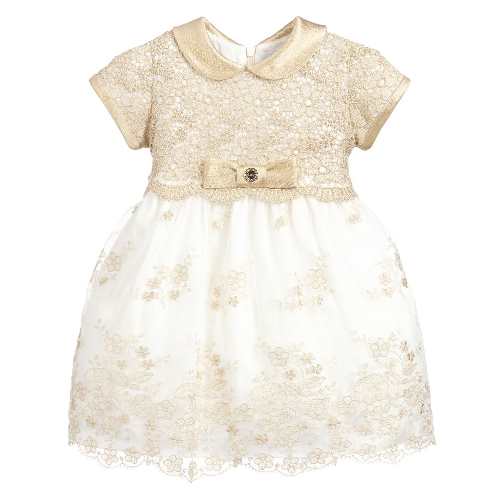 Lesy-Gold & Ivory Lace Dress | Childrensalon Outlet