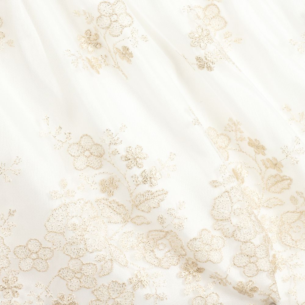 ليزي-فستان دانتيل وتول مطرز لون ذهبي وعاجي | Childrensalon Outlet