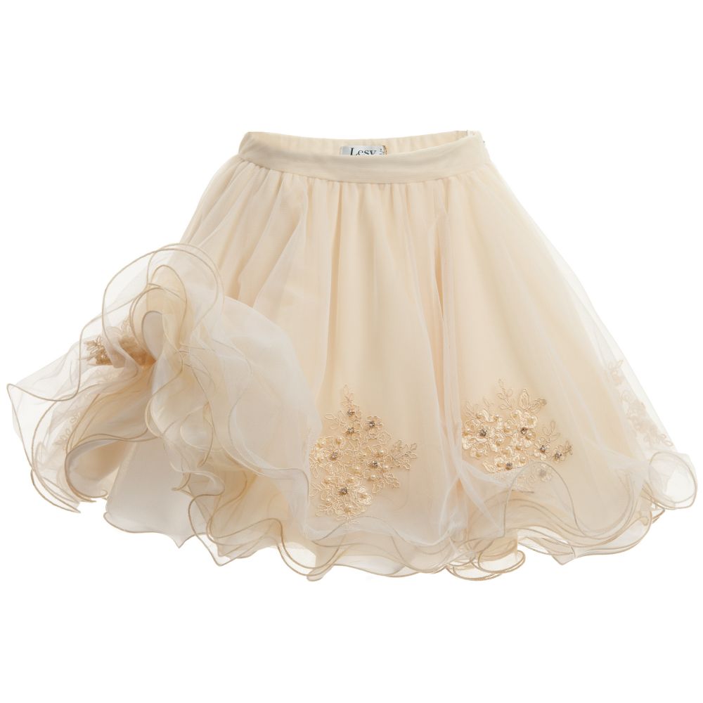 Lesy Luxury Flower - Gold & Ivory Tulle Skirt ...