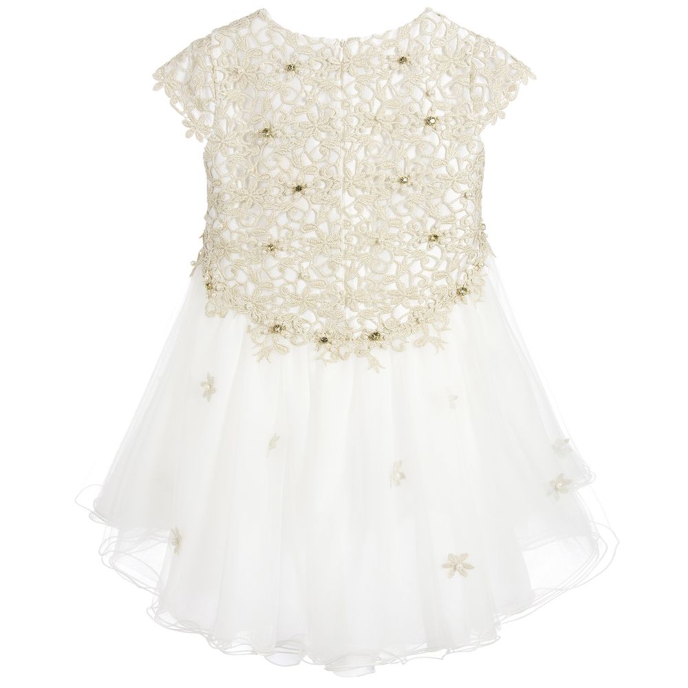 Lesy Luxury-Ivory & Gold Lace Dress | Childrensalon Outlet