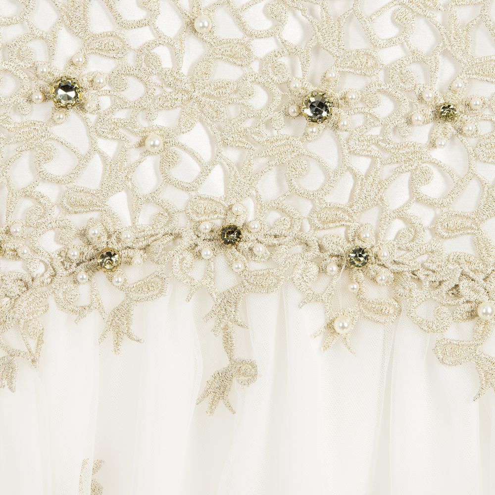Lesy Luxury-Ivory & Gold Lace Dress | Childrensalon Outlet