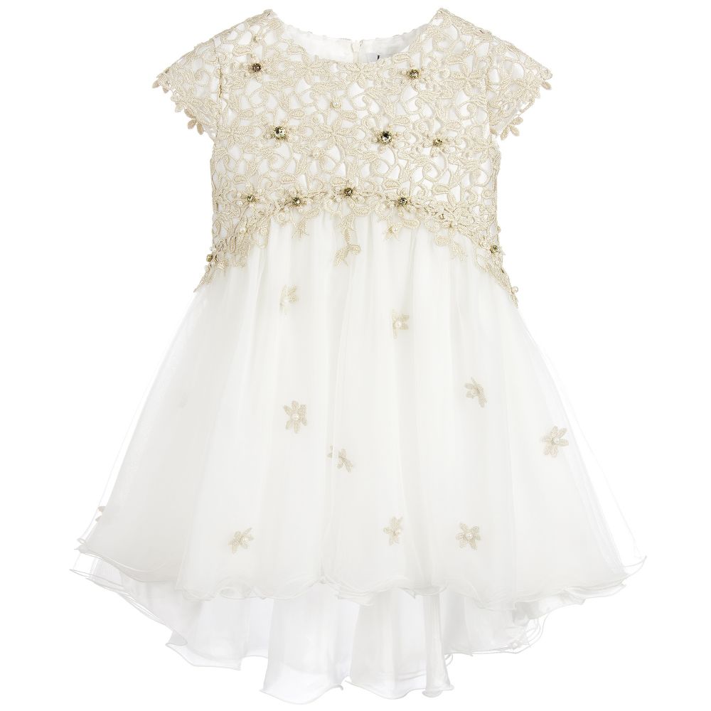 Lesy Luxury - Ivory & Gold Lace Dress | Childrensalon