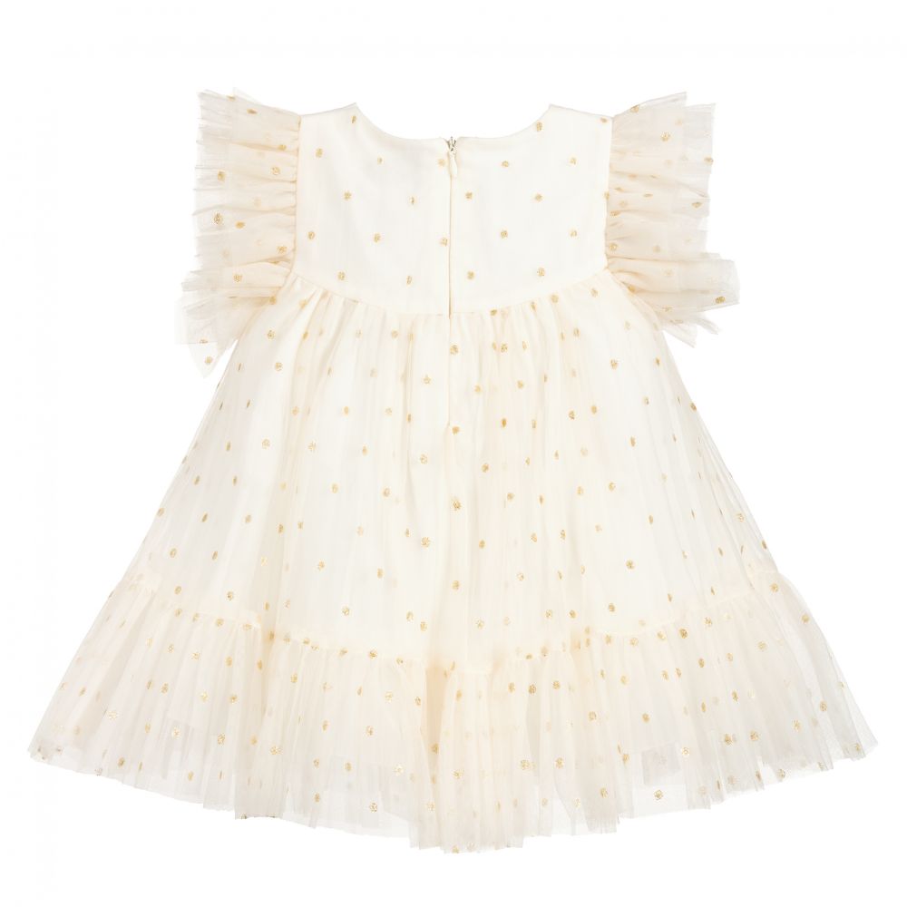 Lesy-Ivory & Gold Tulle Dress | Childrensalon Outlet