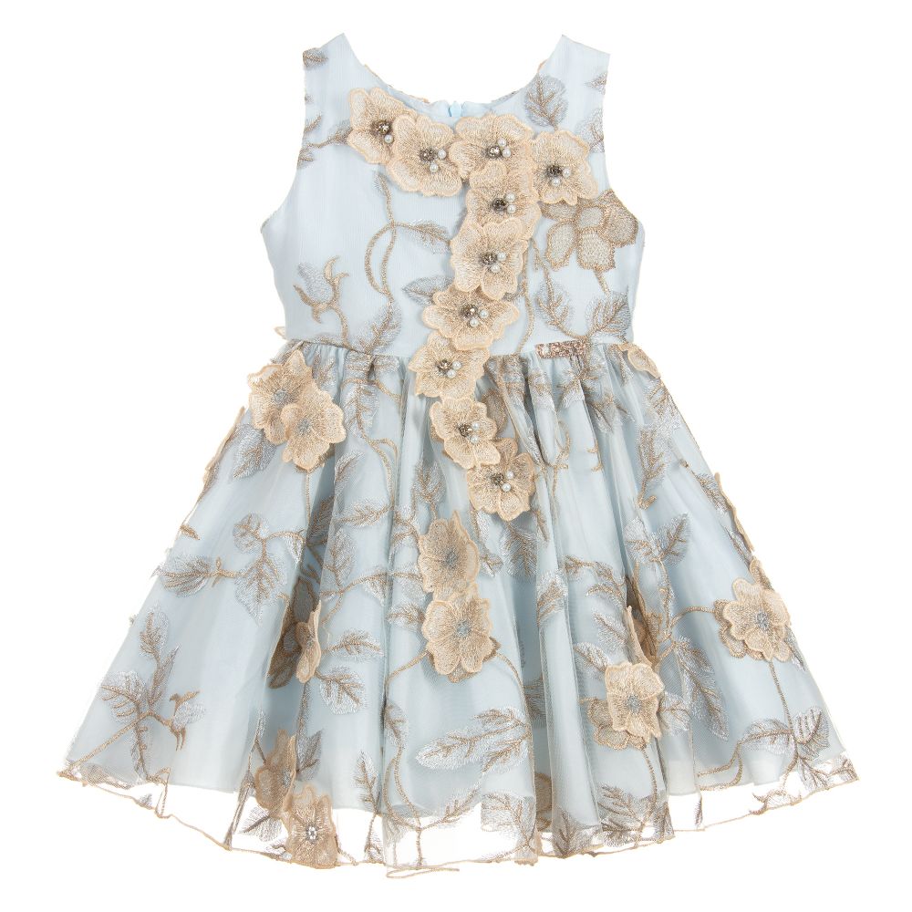 Lesy - Luxury Blue & Gold Tulle Dress | Childrensalon