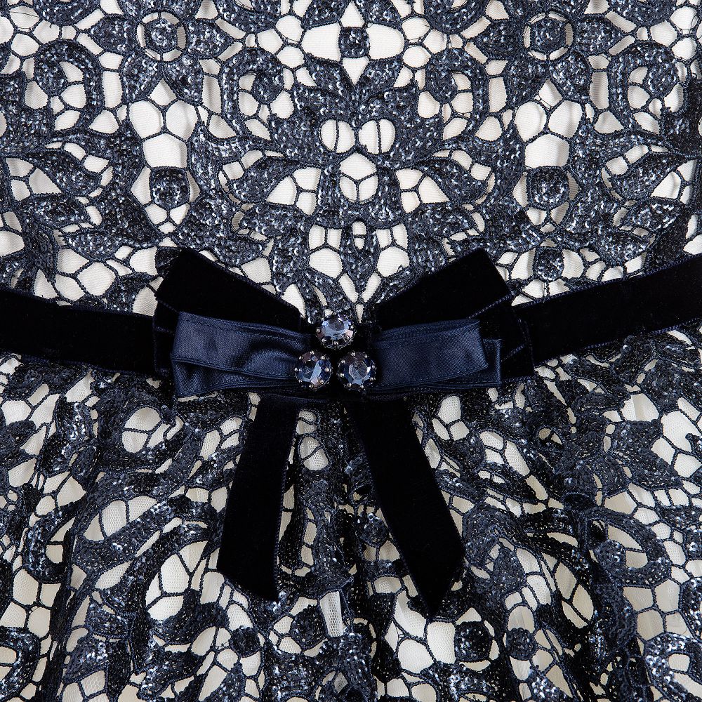 Lesy Люкс-Luxury Blue Sequin Lace & Ivory Tulle Dress  | Childrensalon Outlet