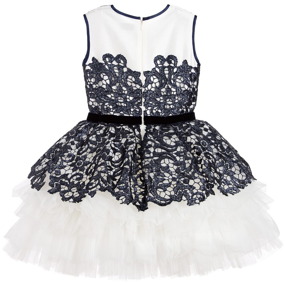 Lesy Люкс-Luxury Blue Sequin Lace & Ivory Tulle Dress  | Childrensalon Outlet