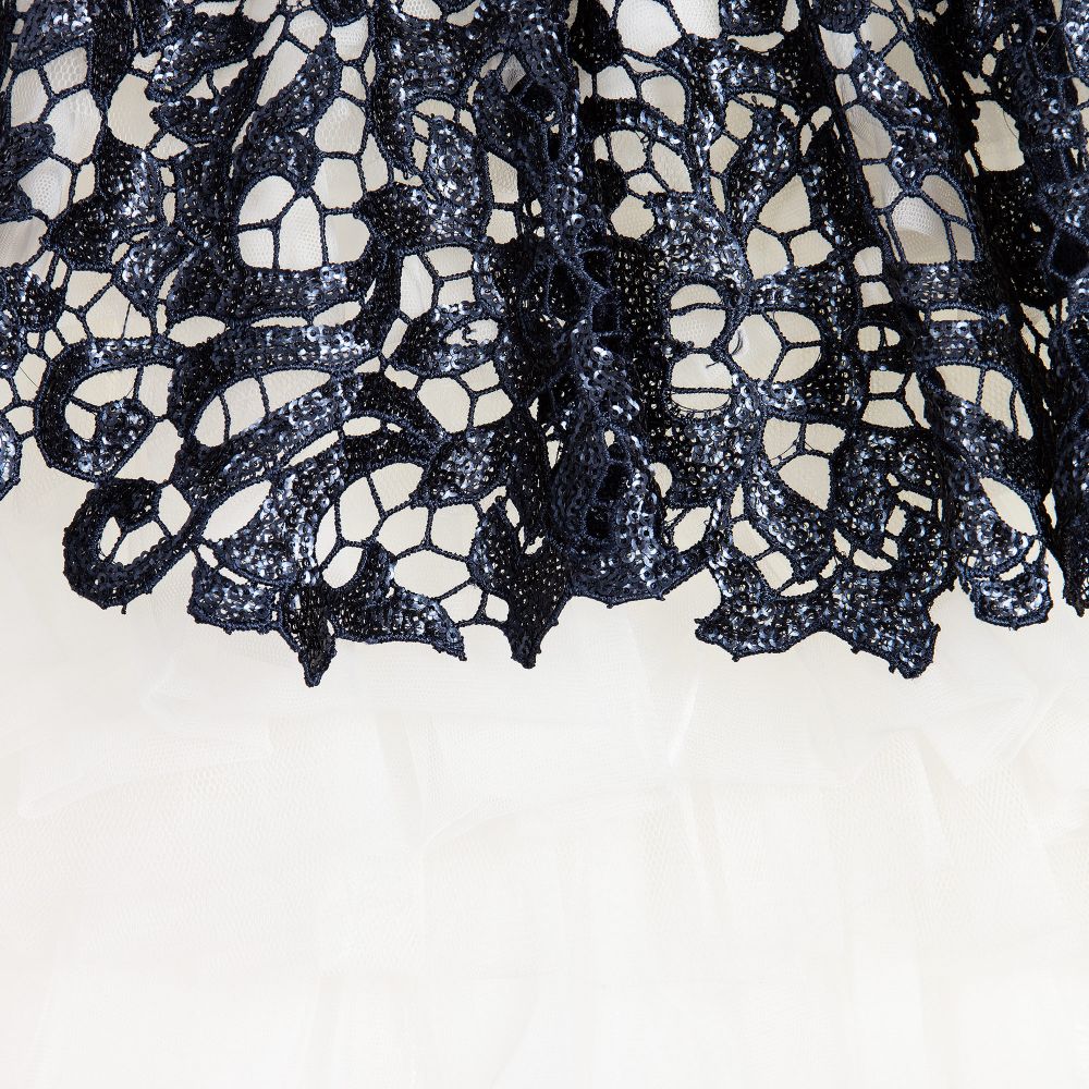Lesy Люкс-Luxury Blue Sequin Lace & Ivory Tulle Dress  | Childrensalon Outlet