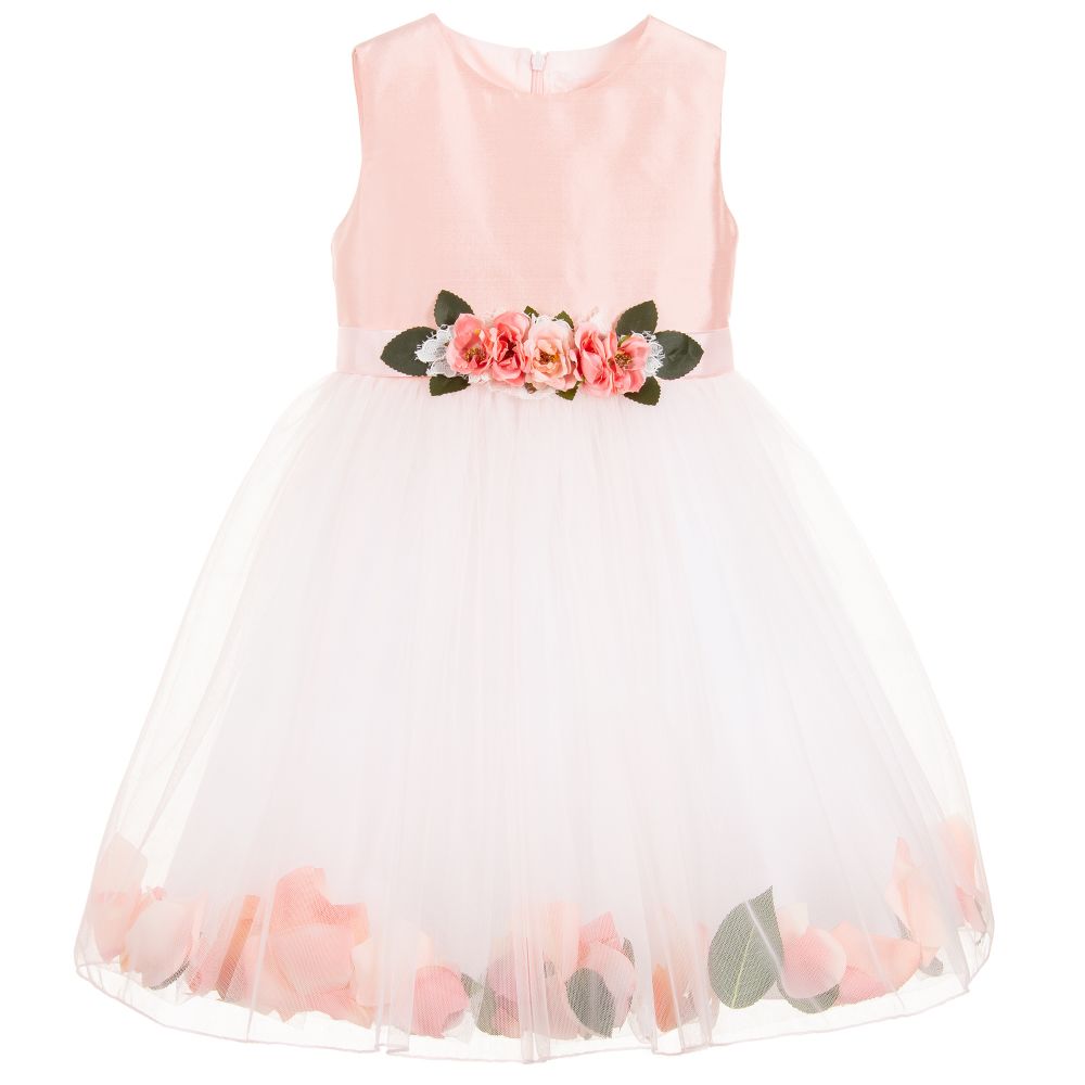 Lesy - Luxury Pink Silk Petal Dress | Childrensalon