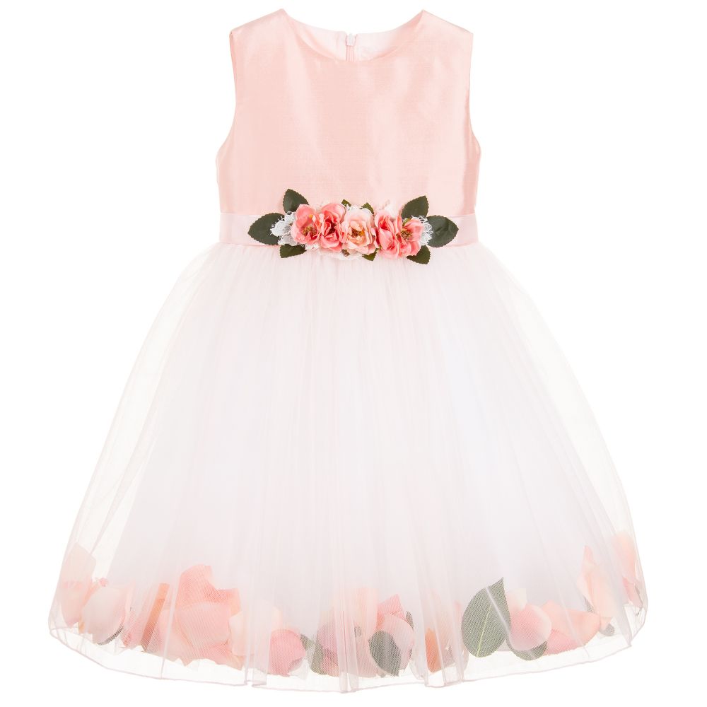 Lesy-Luxury Pink Silk Petal Dress | Childrensalon Outlet