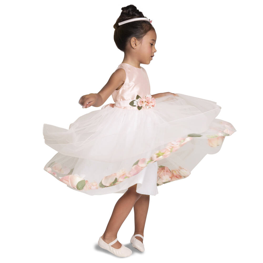 Lesy-Luxury Pink Silk Petal Dress | Childrensalon Outlet