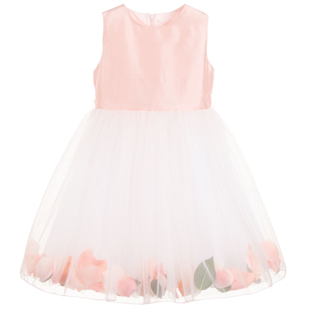 Lesy-Luxury Pink Silk Petal Dress | Childrensalon Outlet