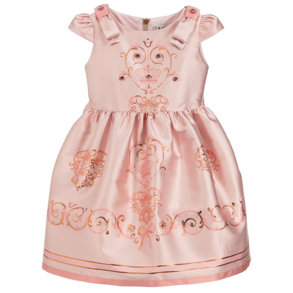Lesy-Pink Jacquard Dress  | Childrensalon Outlet
