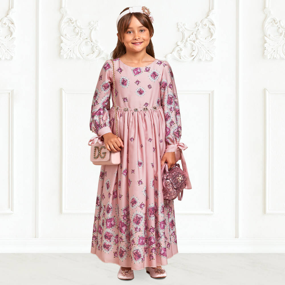 Lesy-Pink Satin Long Dress | Childrensalon Outlet