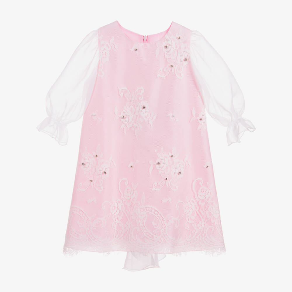 Lesy-Pink & White Lace Dress | Childrensalon Outlet