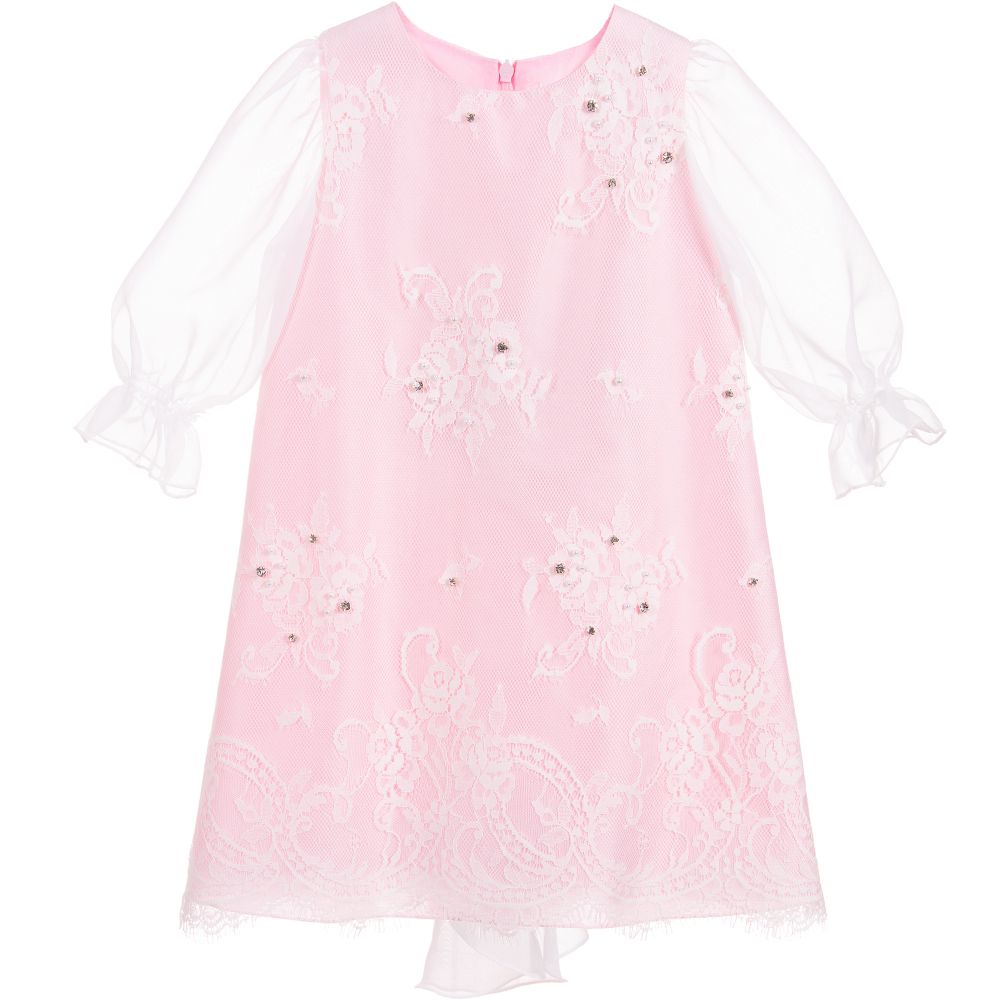Lesy - Pink & White Lace Dress | Childrensalon