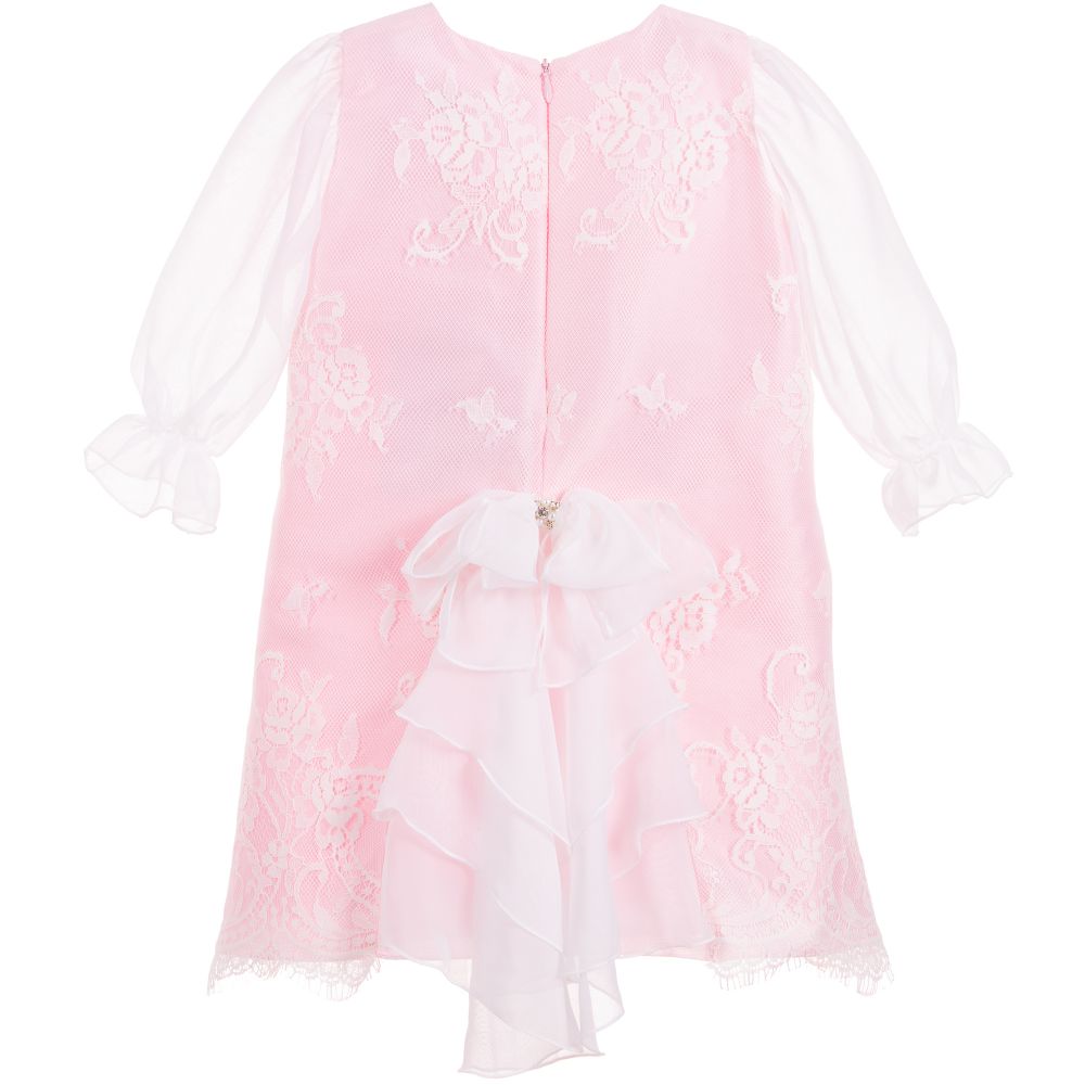 Lesy-Pink & White Lace Dress | Childrensalon Outlet