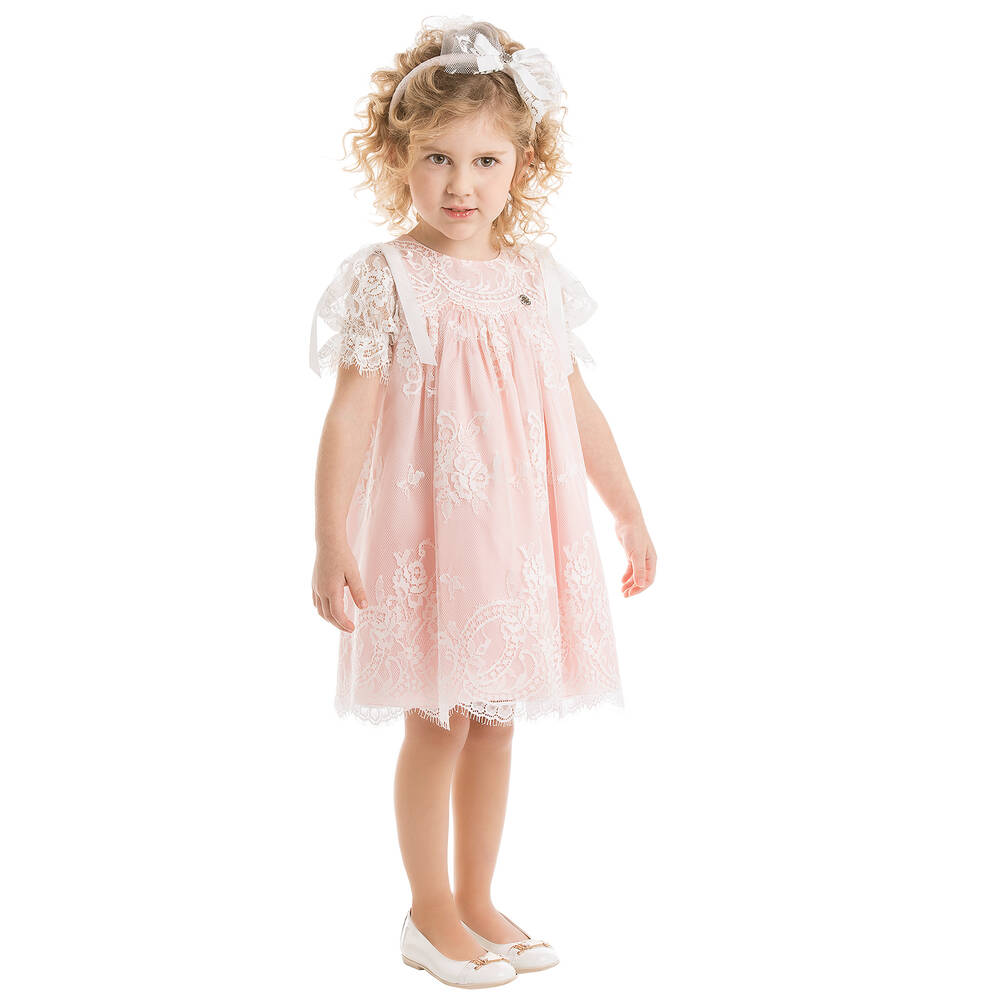 Lesy-Pink & White Lace Dress | Childrensalon Outlet
