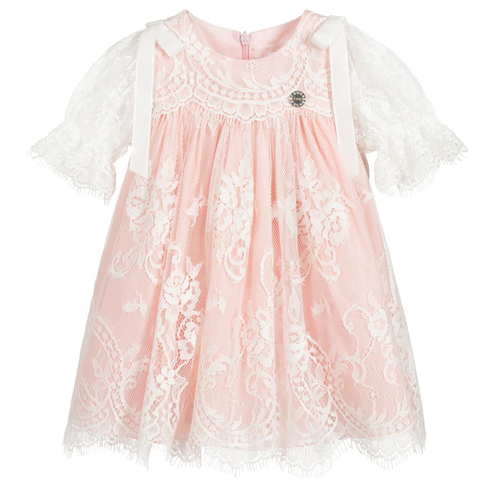 Lesy - Pink & White Lace Dress | Childrensalon