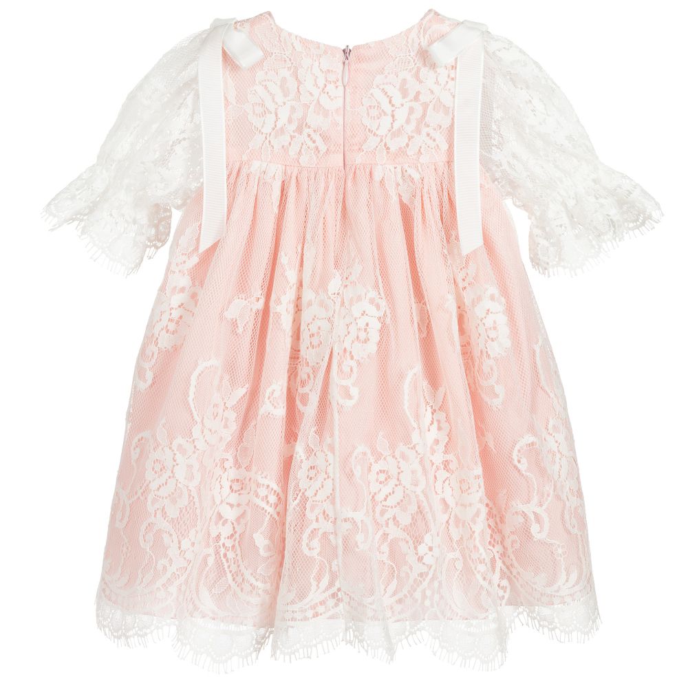 Lesy-Pink & White Lace Dress | Childrensalon Outlet
