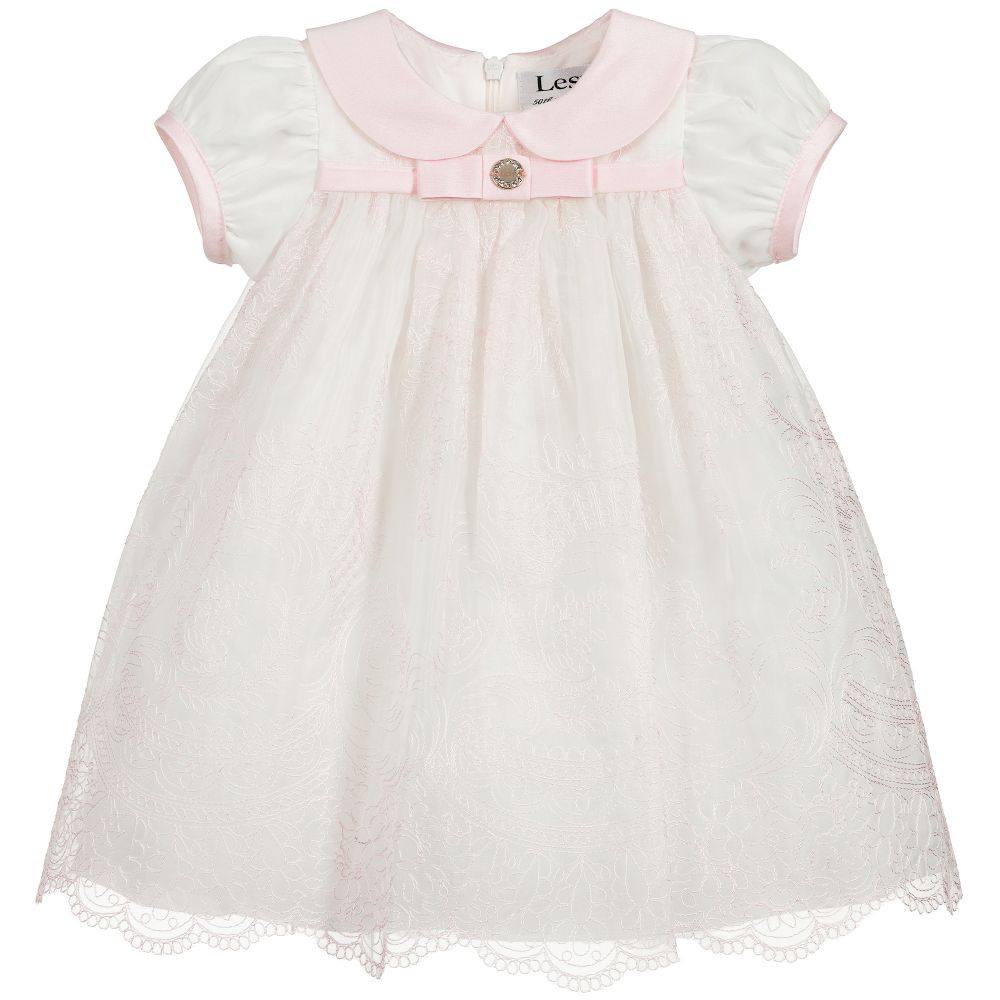 Lesy - Pink & White Silk Dress | Childrensalon