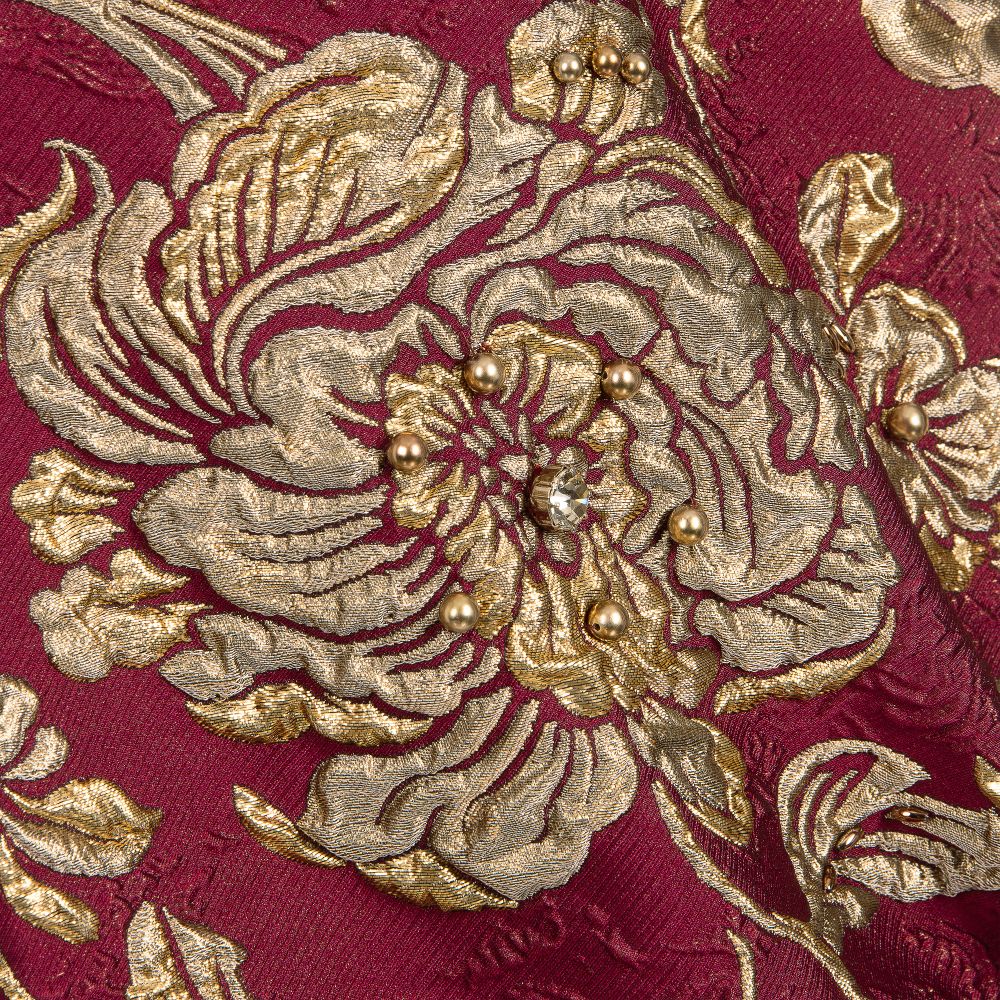 Lesy-Red & Gold Silk Brocade Dress | Childrensalon Outlet