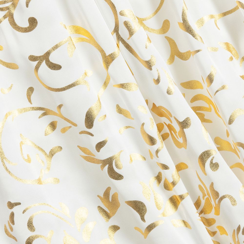 Lesy-Белое шифоновое платье с золотистым декором | Childrensalon Outlet