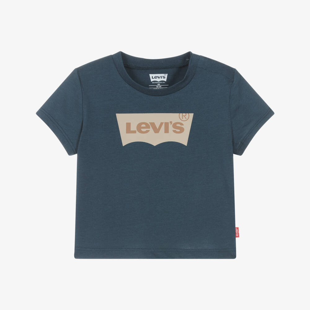 Levi's-Baby Boys Blue Cotton Batwing Logo T-Shirt | Childrensalon Outlet