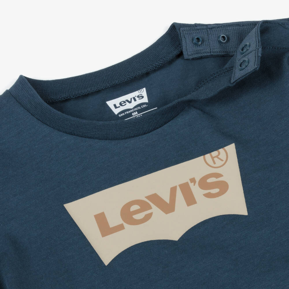Levi's-Baby Boys Blue Cotton Batwing Logo T-Shirt | Childrensalon Outlet