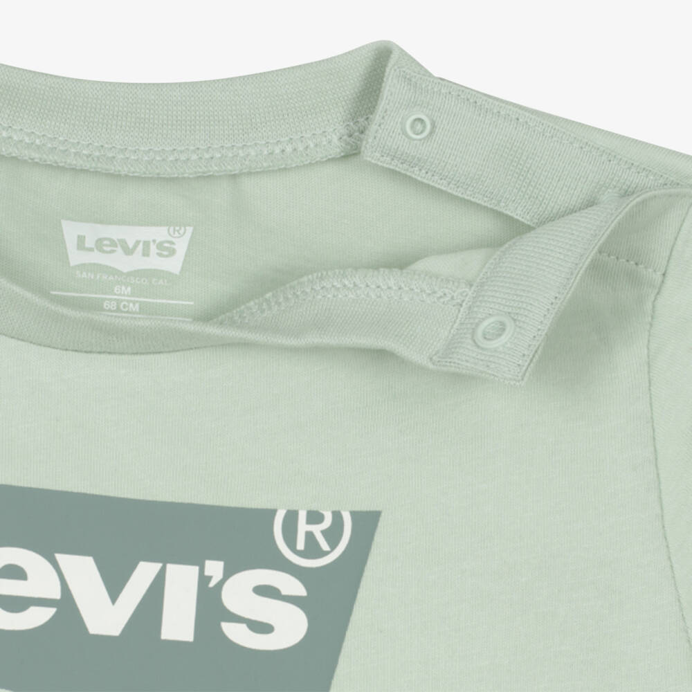 Levi's-Baby Boys Pale Green Cotton T-Shirt | Childrensalon Outlet