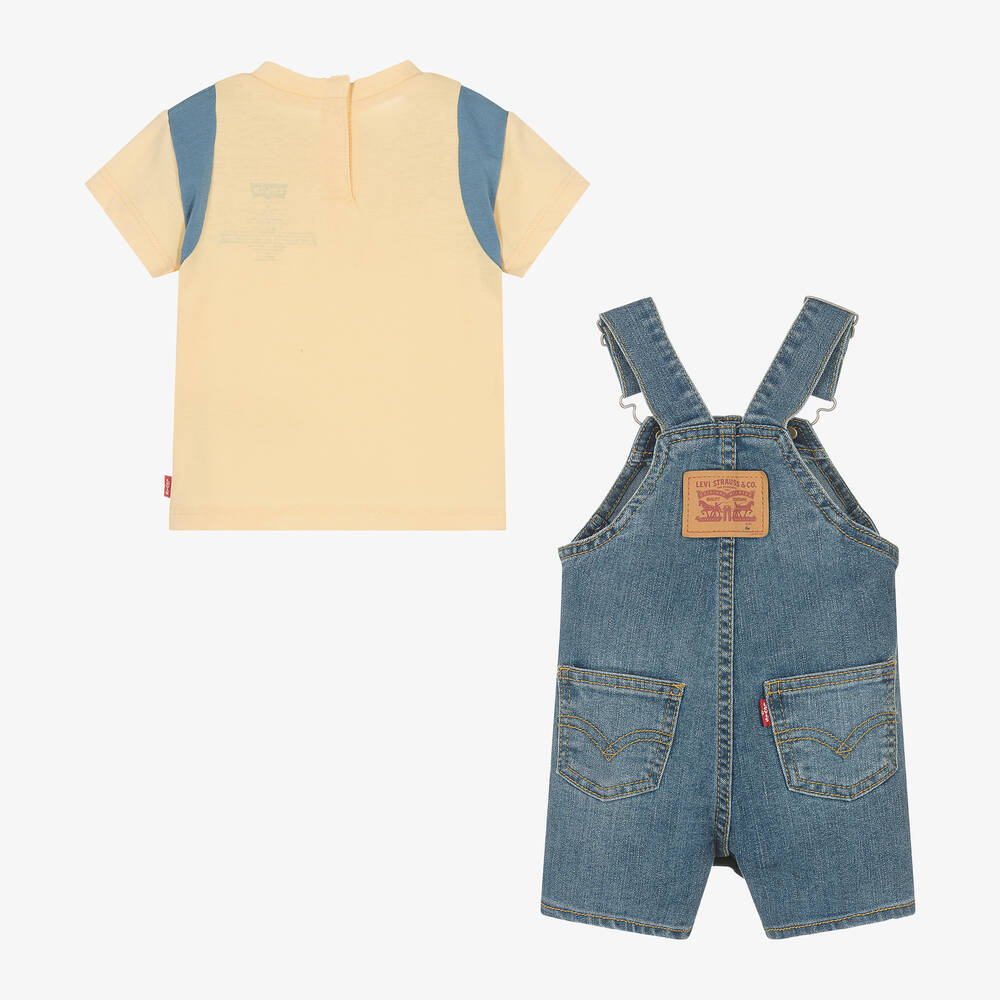 Levi's-Baby Boys Yellow & Blue Dungarees Set | Childrensalon Outlet