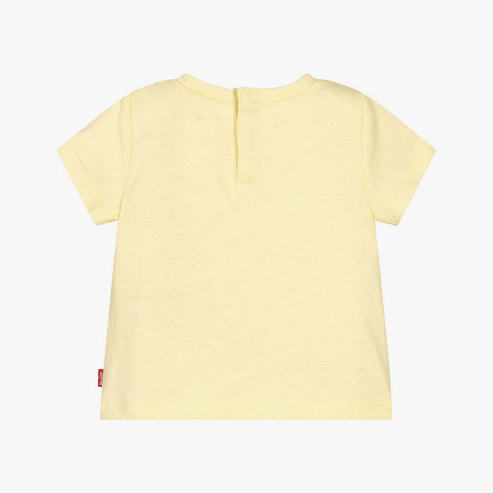Levi's-Baby Girls Pastel Yellow Batwing Logo Cotton T-Shirt | Childrensalon Outlet