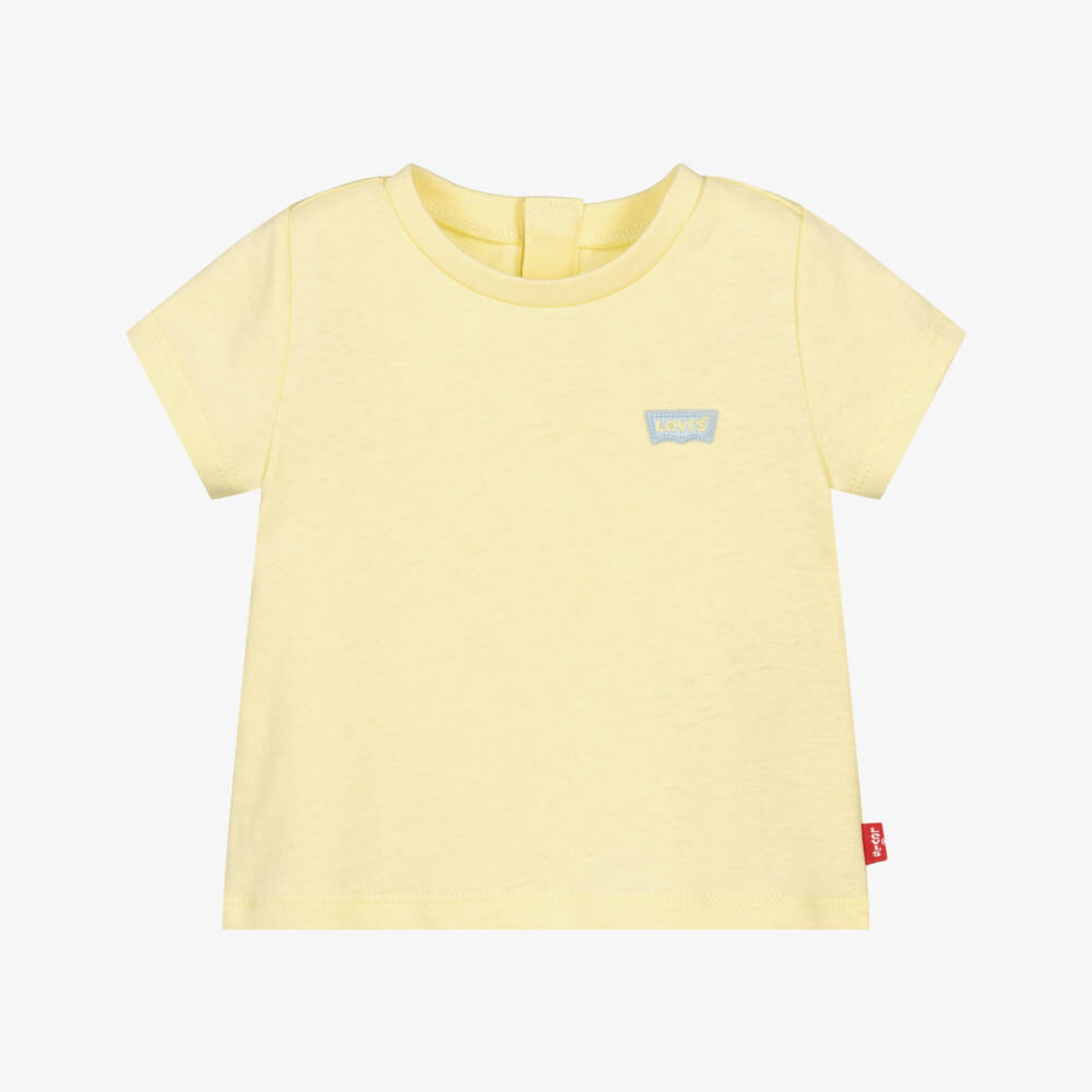 Levi's-Baby Girls Pastel Yellow Batwing Logo Cotton T-Shirt | Childrensalon Outlet